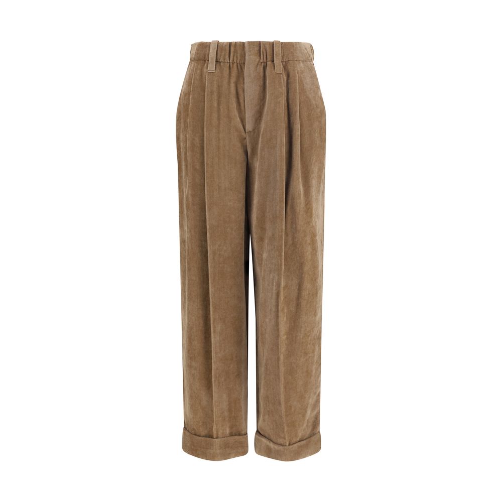 Casual Pants by Brunello Cucinelli for women in viscose cashmere & capra leather brown presents a refined pantology silhouette, artfully defined by a refined pantology regular-fit, long, and a sophisticated .