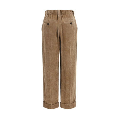 Casual Pants by Brunello Cucinelli for women in viscose cashmere & capra leather brown features an sartorial regular-fit and long with a cut for a sartorial finish.