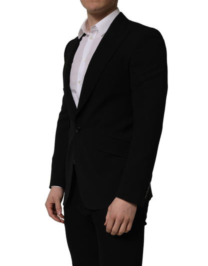Dolce & Gabbana Men's Single Breasted Virgin Wool & Silk Blazer - Black