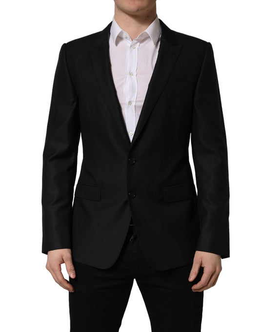 Blazer by Dolce & Gabbana for men in virgin wool silk viscose & cupro black features an stylish silhouette, showcasing a sophisticated wrap single-breasted neckline and stylish for a truly stylish finish.