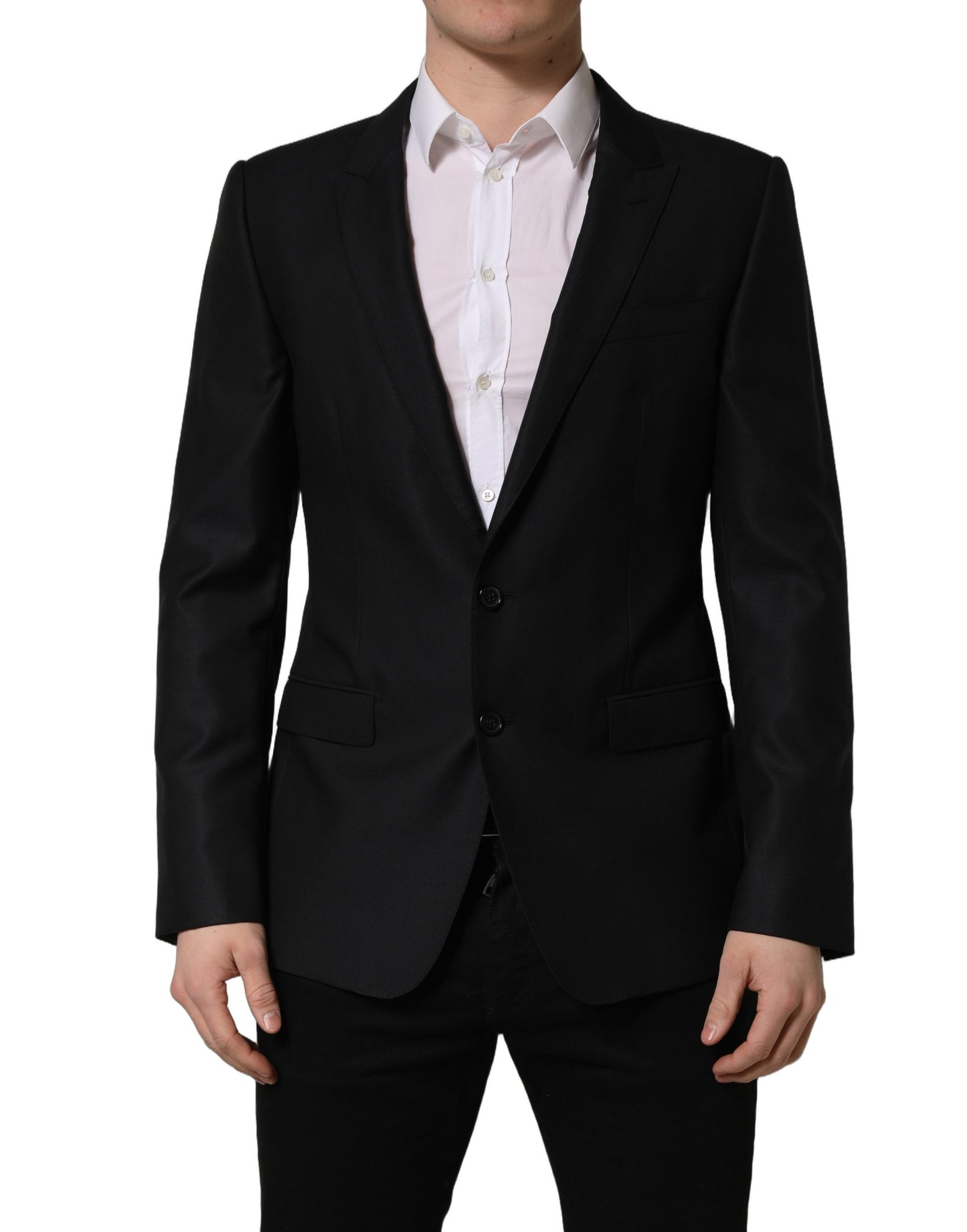 Dolce & Gabbana Black Wool Single Breasted Men Blazer Jacket
