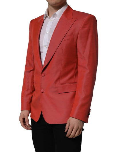 Dolce & Gabbana Men's Single Breasted Polyester Virgin Wool & Viscose Blazer - Red