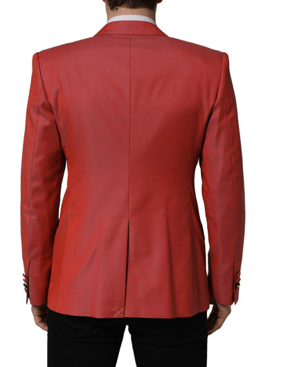 Dolce & Gabbana Red Wool Single Breasted Men Blazer Jacket