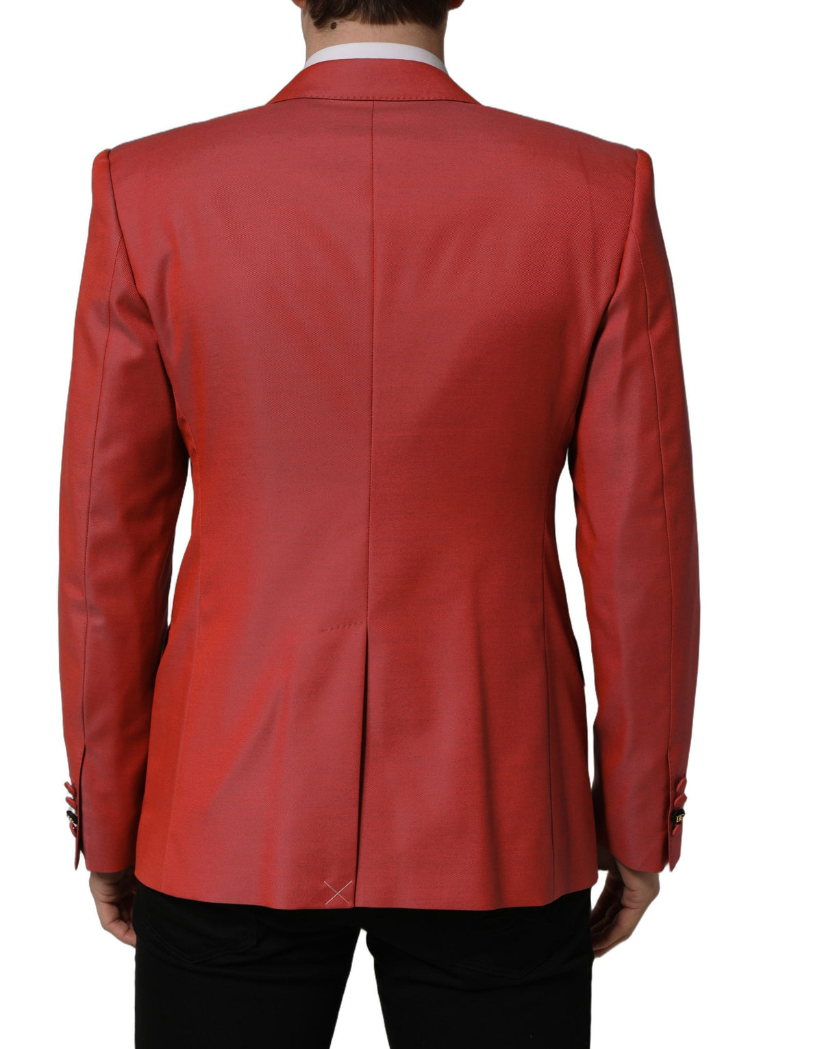 Dolce & Gabbana Men's Single Breasted Polyester Virgin Wool & Viscose Blazer - Red
