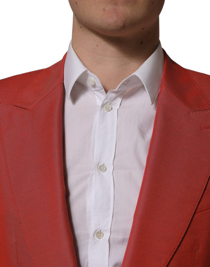 Dolce & Gabbana Red Wool Single Breasted Men Blazer Jacket