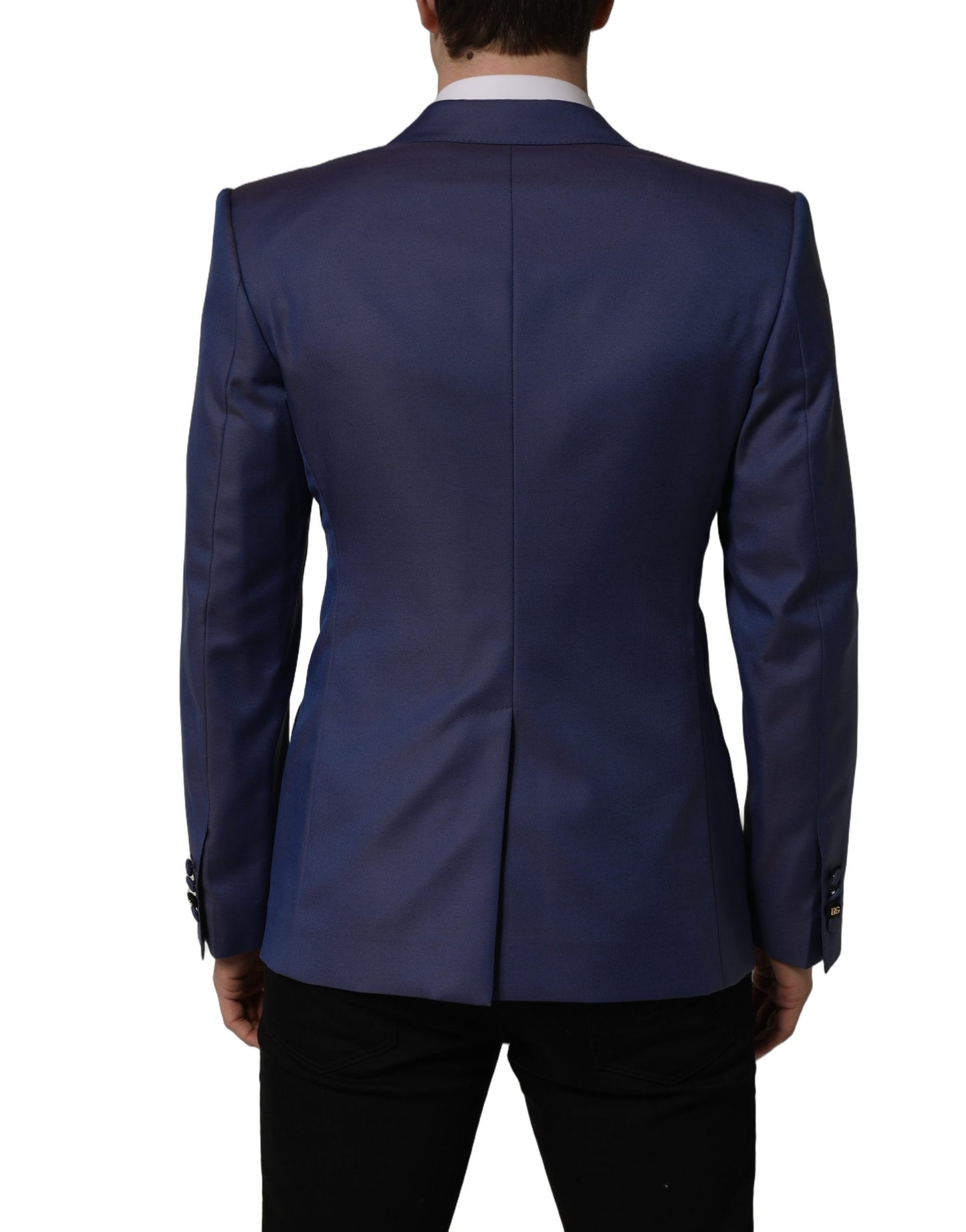 Dolce & Gabbana Blue Wool Double Breasted Men Blazer Jacket