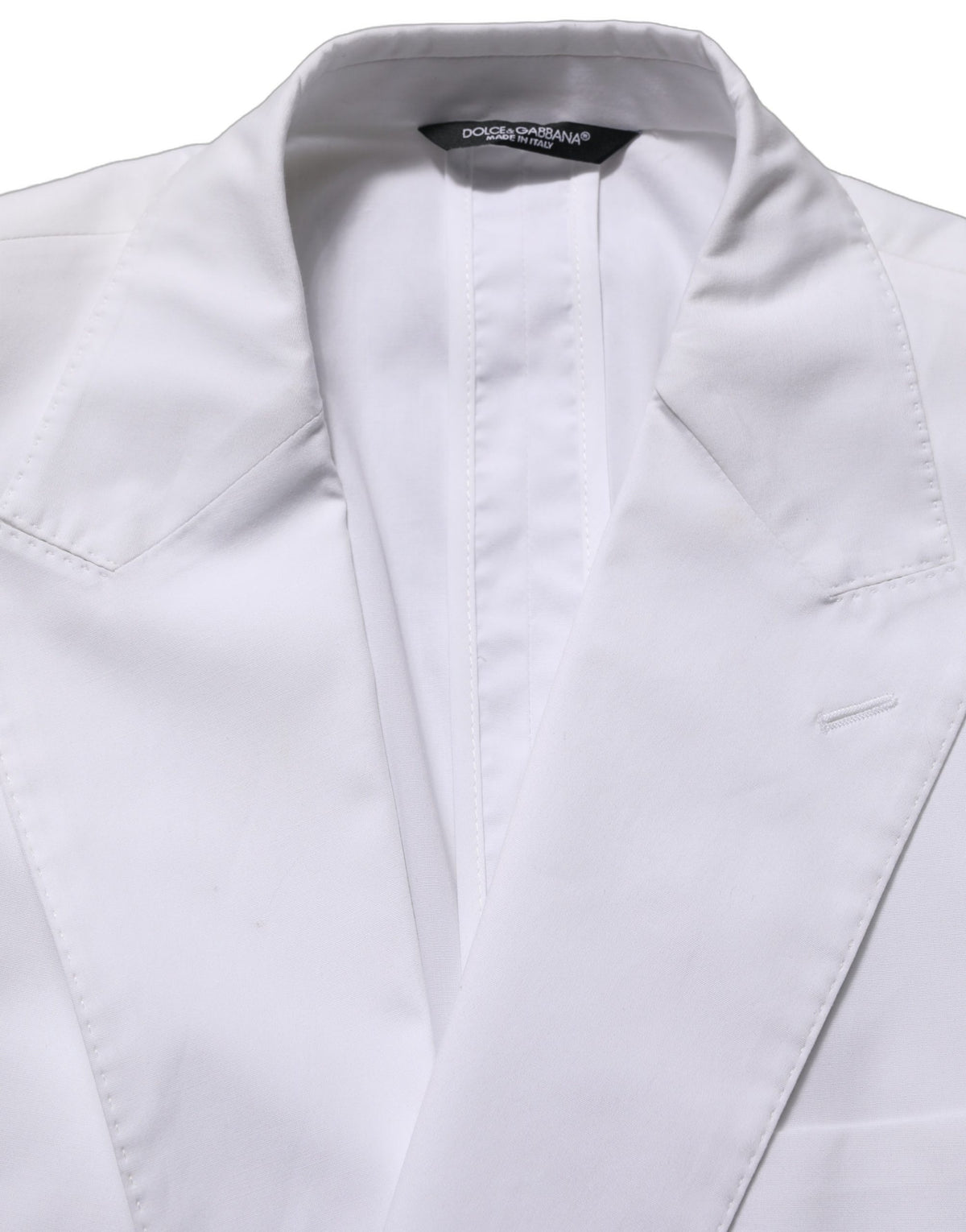 Dolce & Gabbana Men's Double Breasted Silk & Cotton Blazer - White