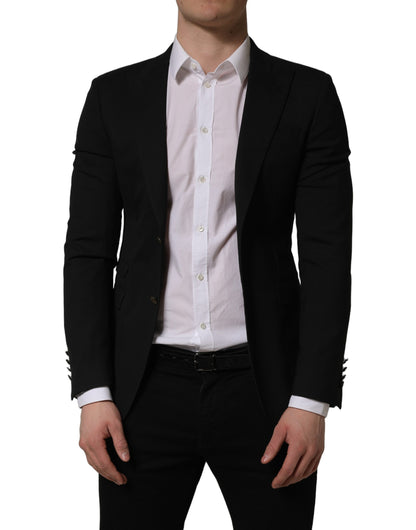 Dolce & Gabbana Men's Single Breasted Virgin Wool Polyester & Viscose Blazer - Black