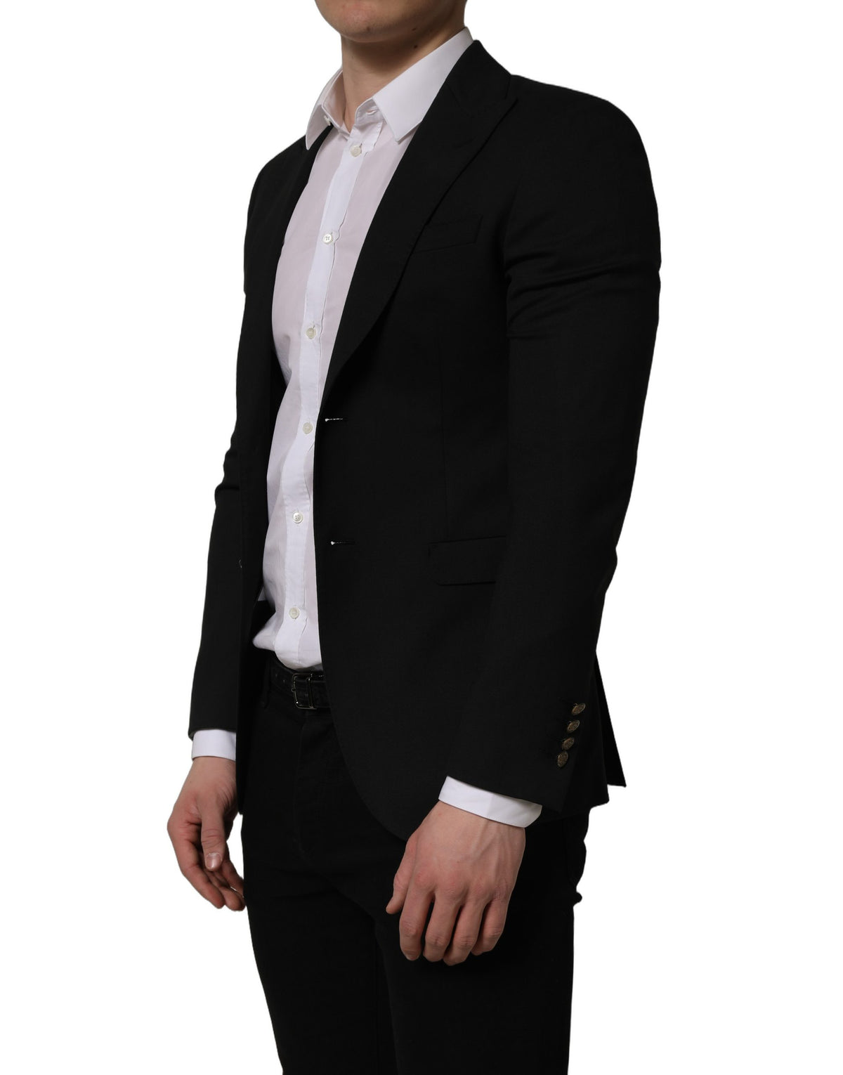 Dolce & Gabbana Men's Single Breasted Virgin Wool Polyester & Viscose Blazer - Black