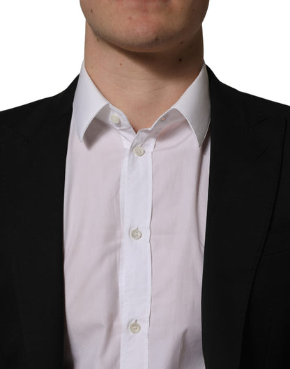 Dolce & Gabbana Men's Single Breasted Virgin Wool Polyester & Viscose Blazer - Black
