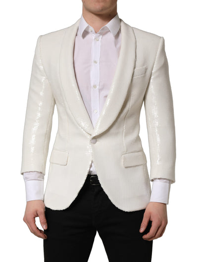Dolce & Gabbana White Viscose Single Breasted Blazer Jacket
