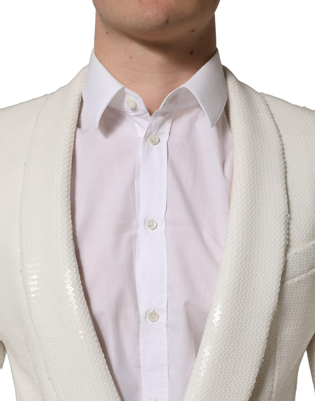 Dolce & Gabbana Men's Single Breasted Polyester Viscose & Nylon Blazer - White