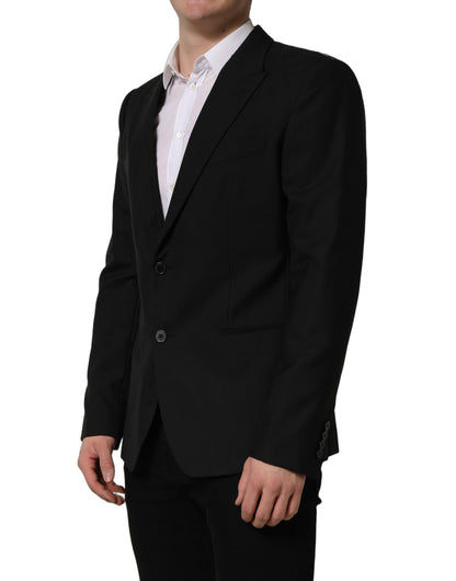Dolce & Gabbana Men's Single Breasted Virgin Wool Viscose & Cupro Blazer - Black