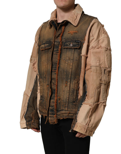 Dolce & Gabbana Multicolor Raw Cut Panelled Denim Men Jacket