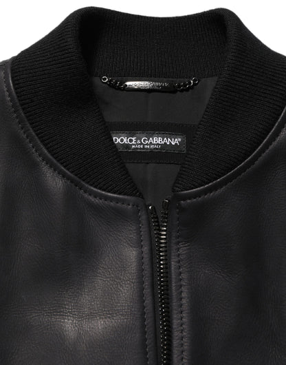 Dolce & Gabbana Men's Biker Viscose & Calf Leather Jacket - Black