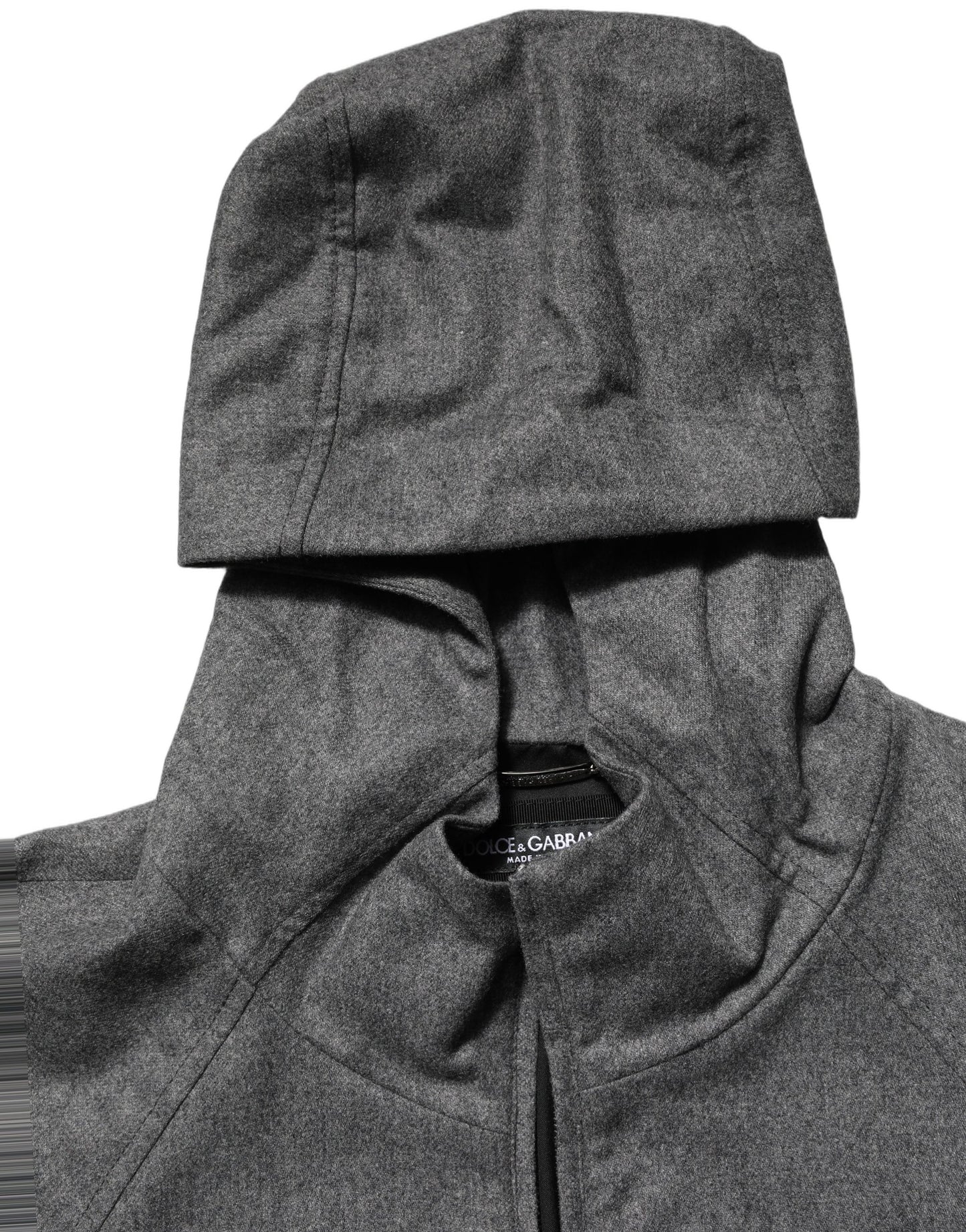 Dolce & Gabbana Gray Cotton Men Hooded Full Zip Bomber Jacket