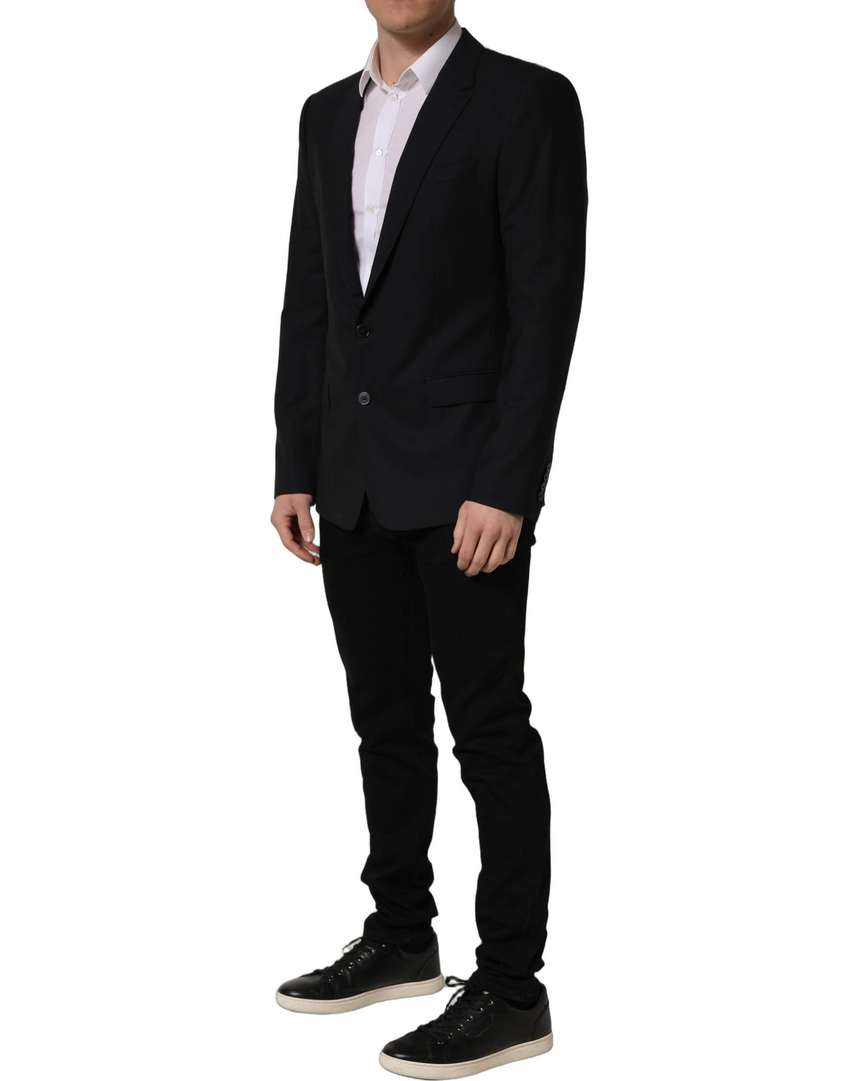 Dolce & Gabbana Men's Single Breasted Virgin Wool Viscose & Cupro Blazer - Black