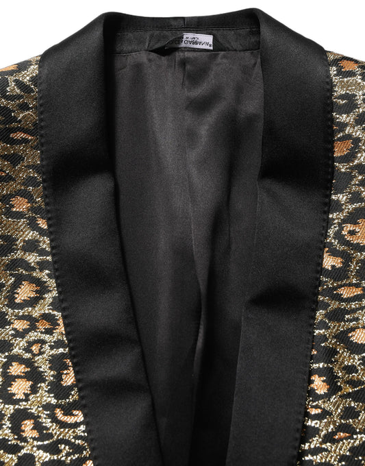 Blazer by Dolce & Gabbana for men in metallized fiber polyester silk & acetate gold features an crisp silhouette with sophisticated and a crisp wrap single-breasted neckline for a truly crisp finish.