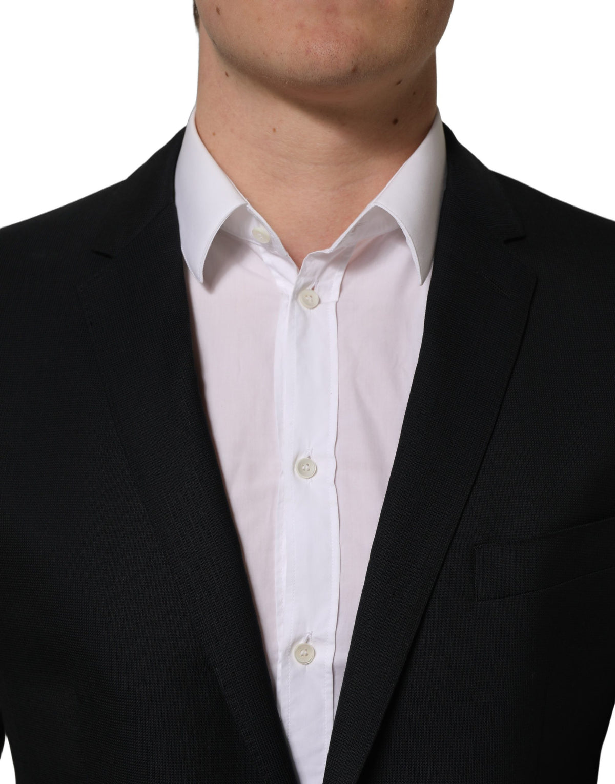 Dolce & Gabbana Men's Single Breasted Viscose & Virgin Wool Blazer - Black