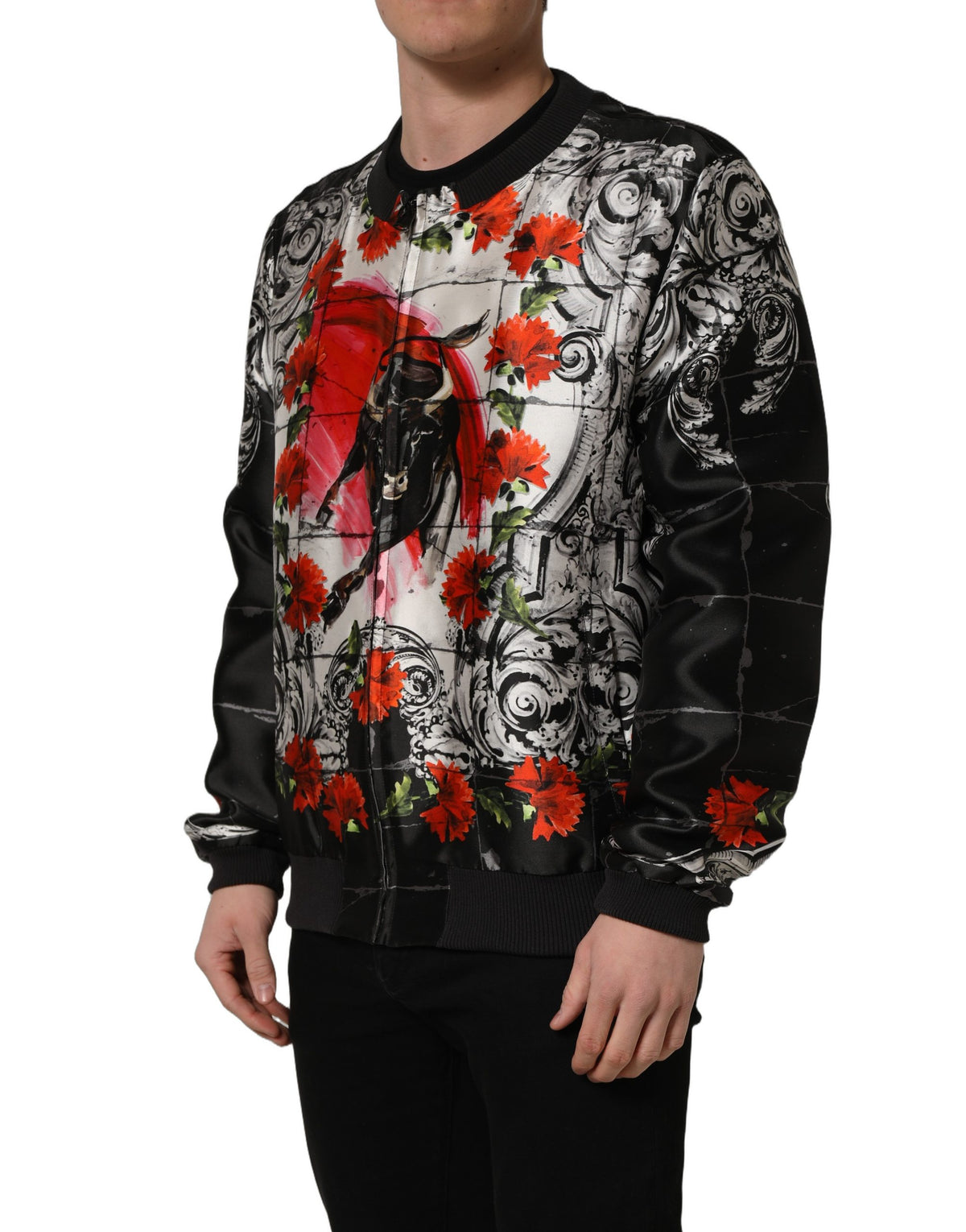 Dolce & Gabbana Men's Silk Bomber Jacket - Multicolor Print