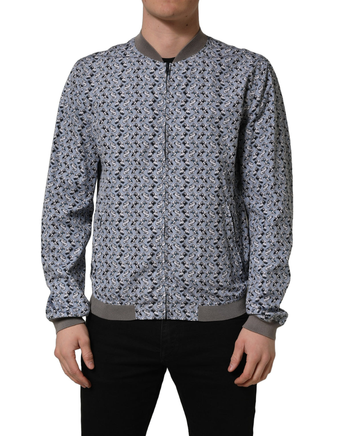 Dolce & Gabbana Men's Cotton Polyester Bomber Jacket - Light Blue Print