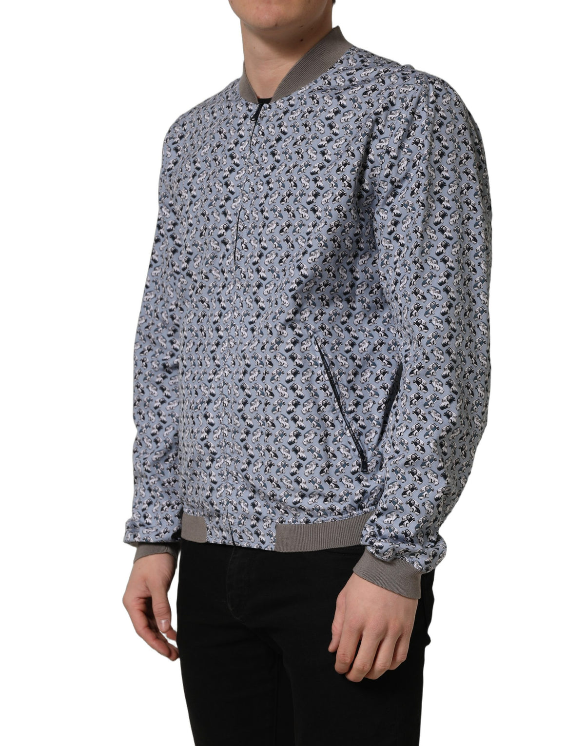 Dolce & Gabbana Men's Cotton Polyester Bomber Jacket - Light Blue Print