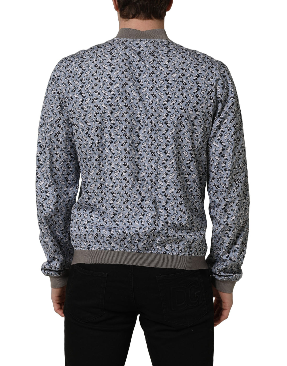 Dolce & Gabbana Men's Cotton Polyester Bomber Jacket - Light Blue Print