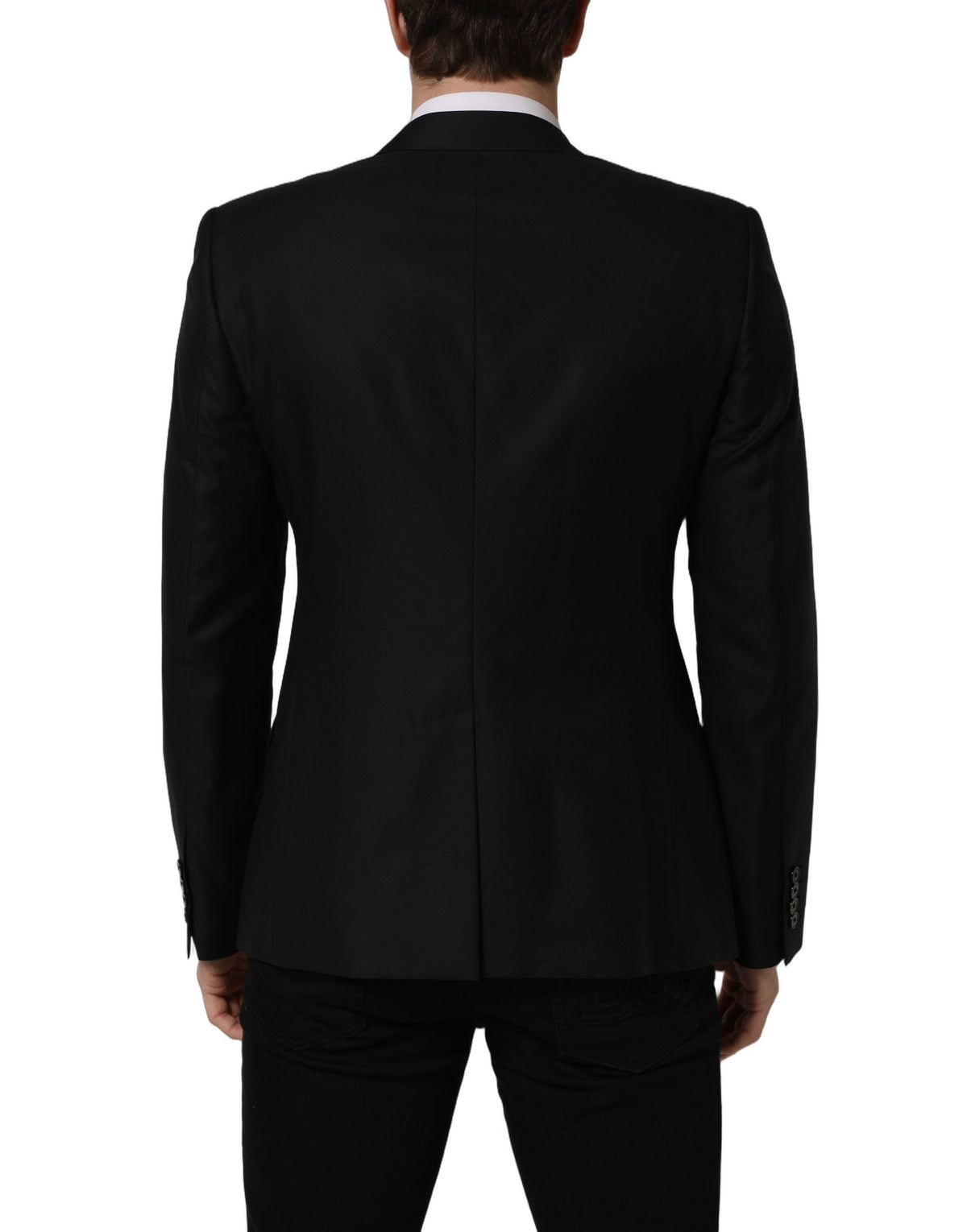 Dolce & Gabbana Men's Single Breasted Virgin Wool Silk Viscose & Cupro Blazer - Black