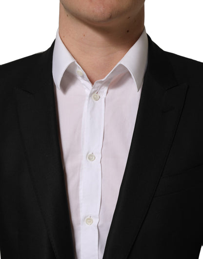 Dolce & Gabbana Men's Single Breasted Virgin Wool Silk Viscose & Cupro Blazer - Black