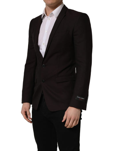 Dolce & Gabbana Brown Wool GOLD Single Breasted Men Jacket