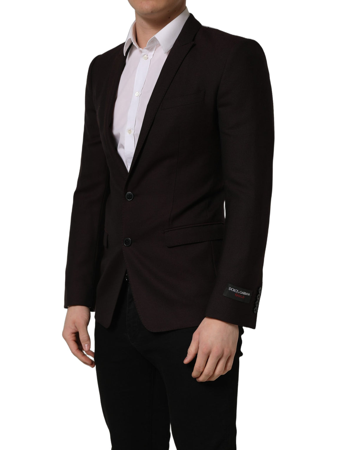 Dolce & Gabbana Men's Single Breasted Viscose & Virgin Wool Blazer - Black Brown Gold