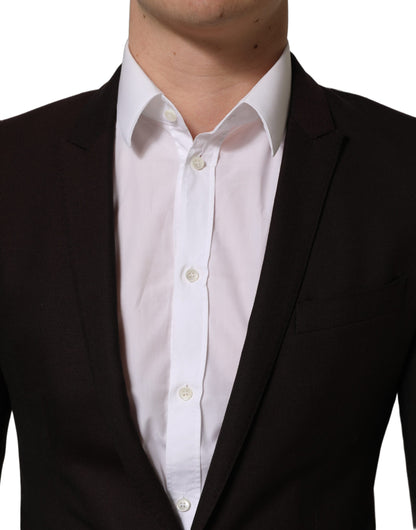 Dolce & Gabbana Men's Single Breasted Viscose & Virgin Wool Blazer - Black Brown Gold