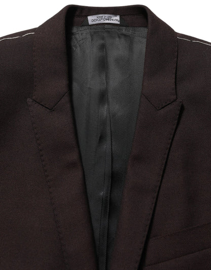 Dolce & Gabbana Brown Wool GOLD Single Breasted Men Jacket