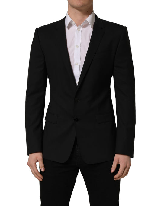Blazer by Dolce & Gabbana for men in virgin wool viscose & cupro black features an stylish silhouette, showcasing a sophisticated wrap single-breasted neckline and stylish for a truly stylish finish.
