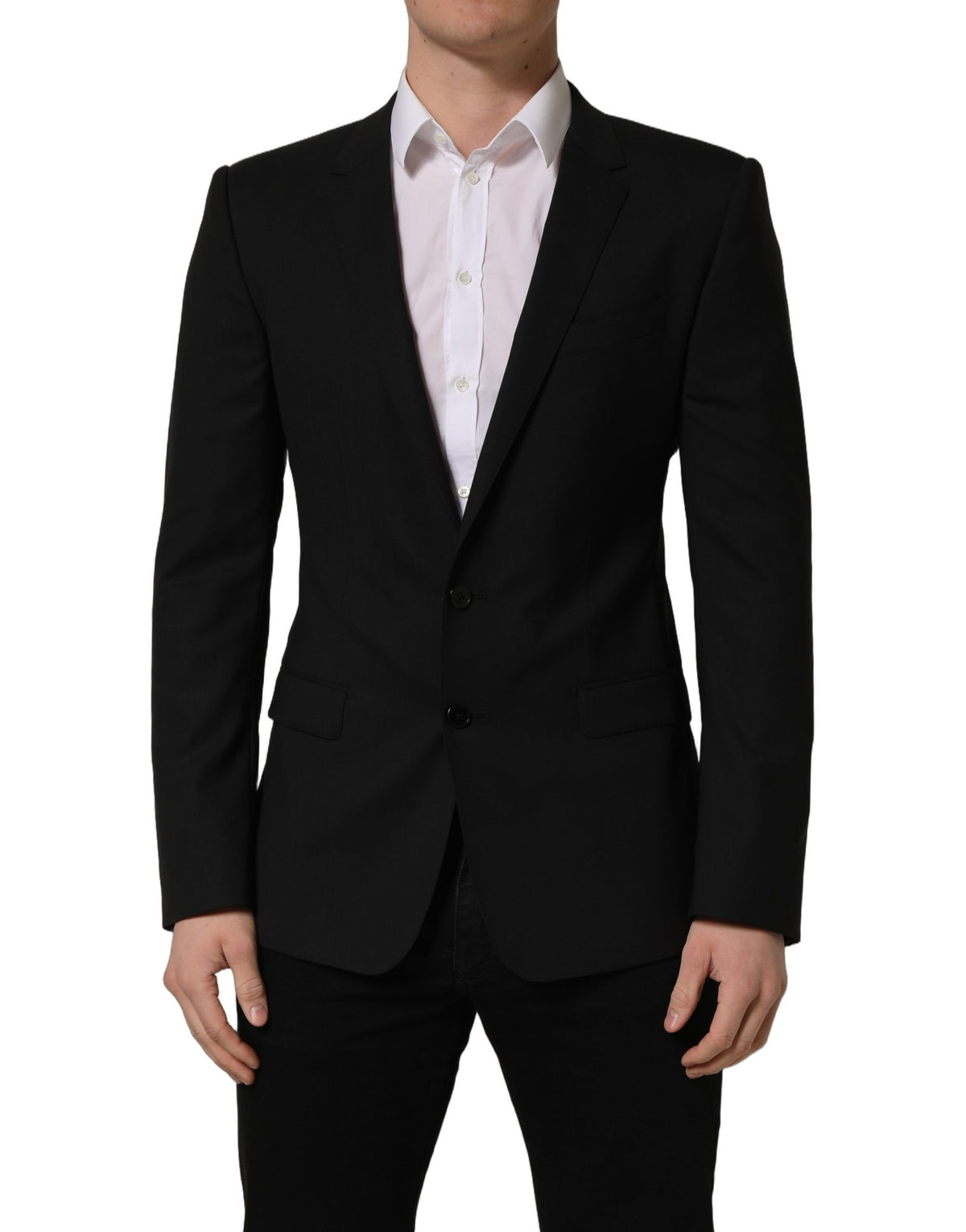 Dolce & Gabbana Men's Single Breasted Virgin Wool Viscose & Cupro Blazer - Black