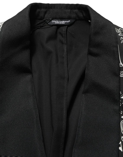 Dolce & Gabbana Black Crystal Embellished Coat Blazer Jacket