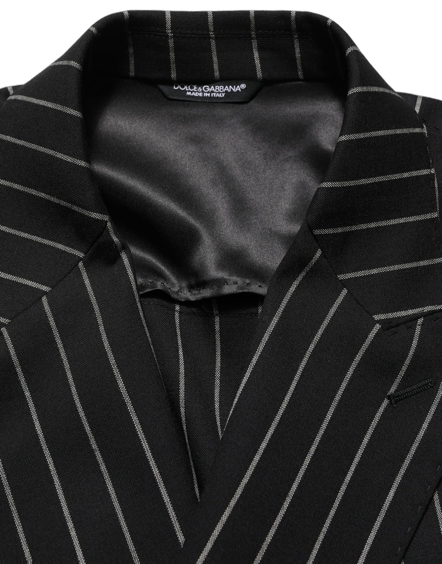 Dolce & Gabbana Black Stripes Wool Double Breasted Jacket