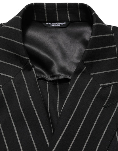 Dolce & Gabbana Black Stripes Wool Double Breasted Jacket