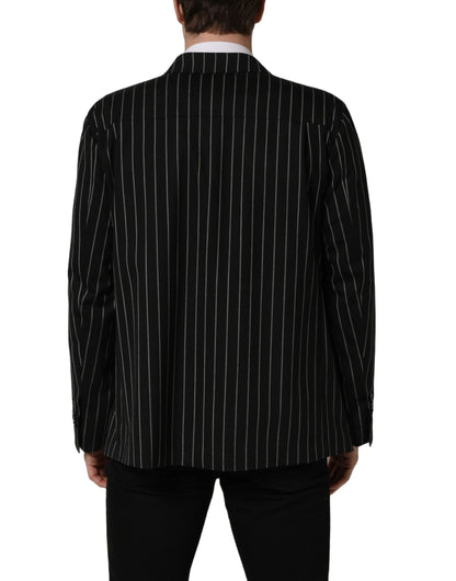 Dolce & Gabbana Black Stripes Wool Double Breasted Jacket