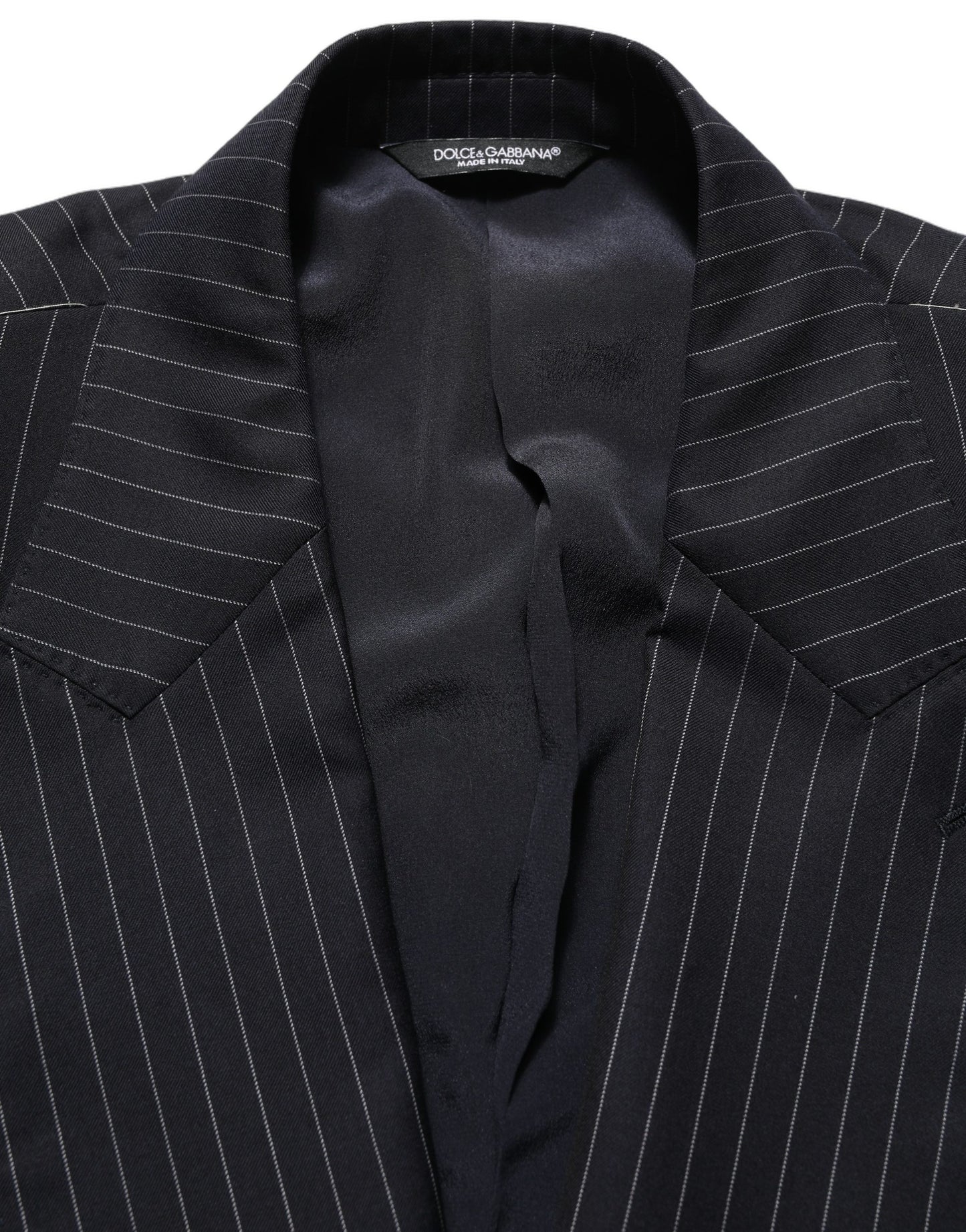 Dolce & Gabbana Black Stripes Wool Double Breasted Jacket