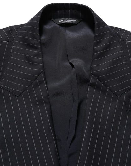 Dolce & Gabbana Black Stripes Wool Double Breasted Jacket