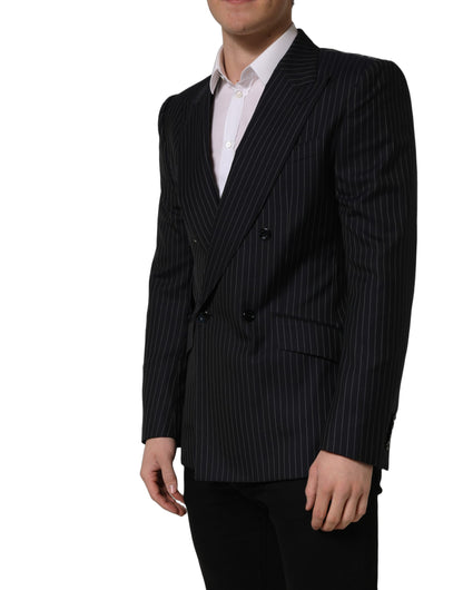 Dolce & Gabbana Black Stripes Wool Double Breasted Jacket