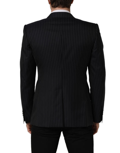 Dolce & Gabbana Black Stripes Wool Double Breasted Jacket