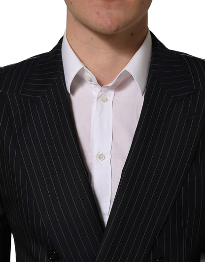 Dolce & Gabbana Black Stripes Wool Double Breasted Jacket