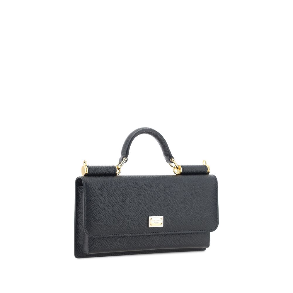 Micro Shoulder Flap Bag by Dolce & Gabbana for women in bos taurus calf leather black & signature features a effortless sophistication silhouette, secured by a flap, magnetic & button with ample and versatile shoulder-strap & handle for a effortless sophistication finish.