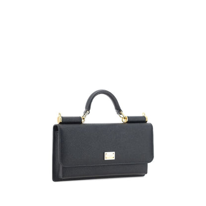 Micro Shoulder Flap Bag by Dolce & Gabbana for women in bos taurus calf leather black & signature features a effortless sophistication silhouette, secured by a flap, magnetic & button with ample and versatile shoulder-strap & handle for a effortless sophistication finish.