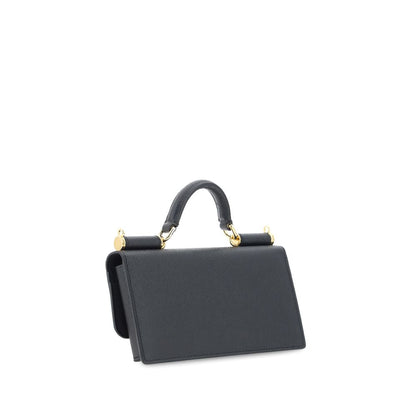 Micro Shoulder Flap Bag by Dolce & Gabbana for women in bos taurus calf leather black & signature features a effortless sophistication silhouette, secured by a flap, magnetic & button with ample and versatile shoulder-strap & handle for a effortless sophistication finish.