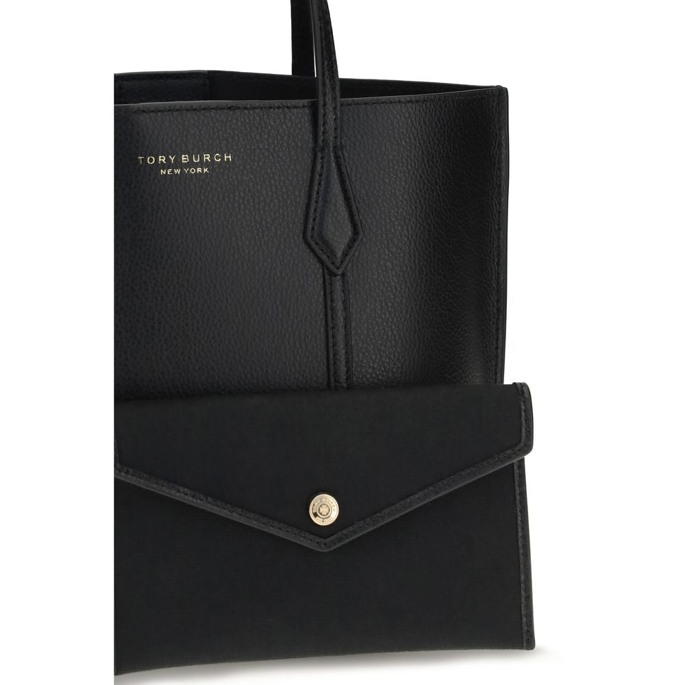 Evening Pouch Handbag by Tory Burch for women in bos taurus calf leather black features a exquisite silhouette, showcasing a secure magnetic and exquisite with versatile adjustable-strap & handle for a exquisite finish.