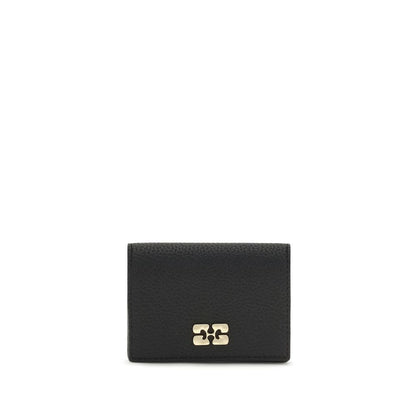 Cardholder Wallet by Ganni for women in tu polyester polyurethane grained leather black & signature presents a streamlined silhouette, showcasing the sophisticated design of the TU Polyester Polyurethane Grained Leather Cardholder Wallet collection with functional card-organization compact-design.