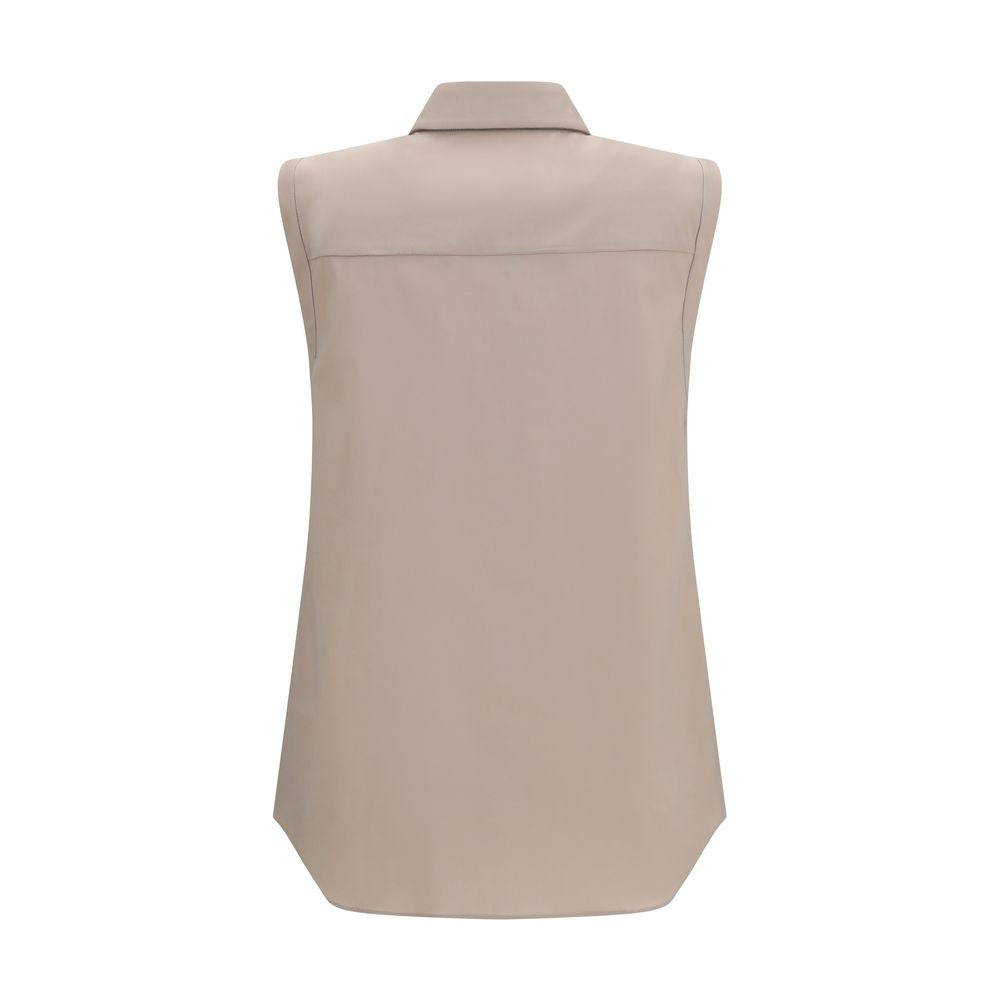 Shirt by Brunello Cucinelli for women in stretch polyamide cotton beige & signature, featuring a nuanced and nuanced for a sophisticated finish.